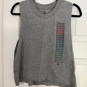 Peloton Gray Muscle Tee with Multicolor Shine Design